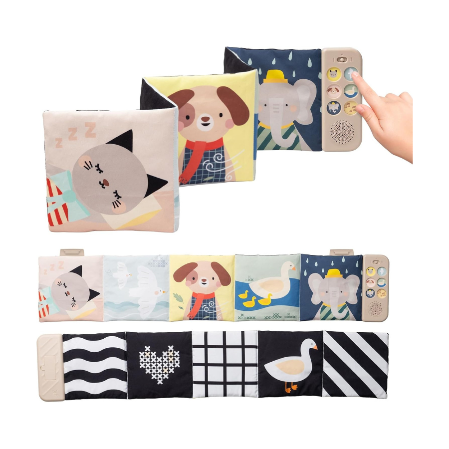 TAF TOYS Musical Fabric Book for Newborns – Sensory Stimulation & Gentle Lullabies