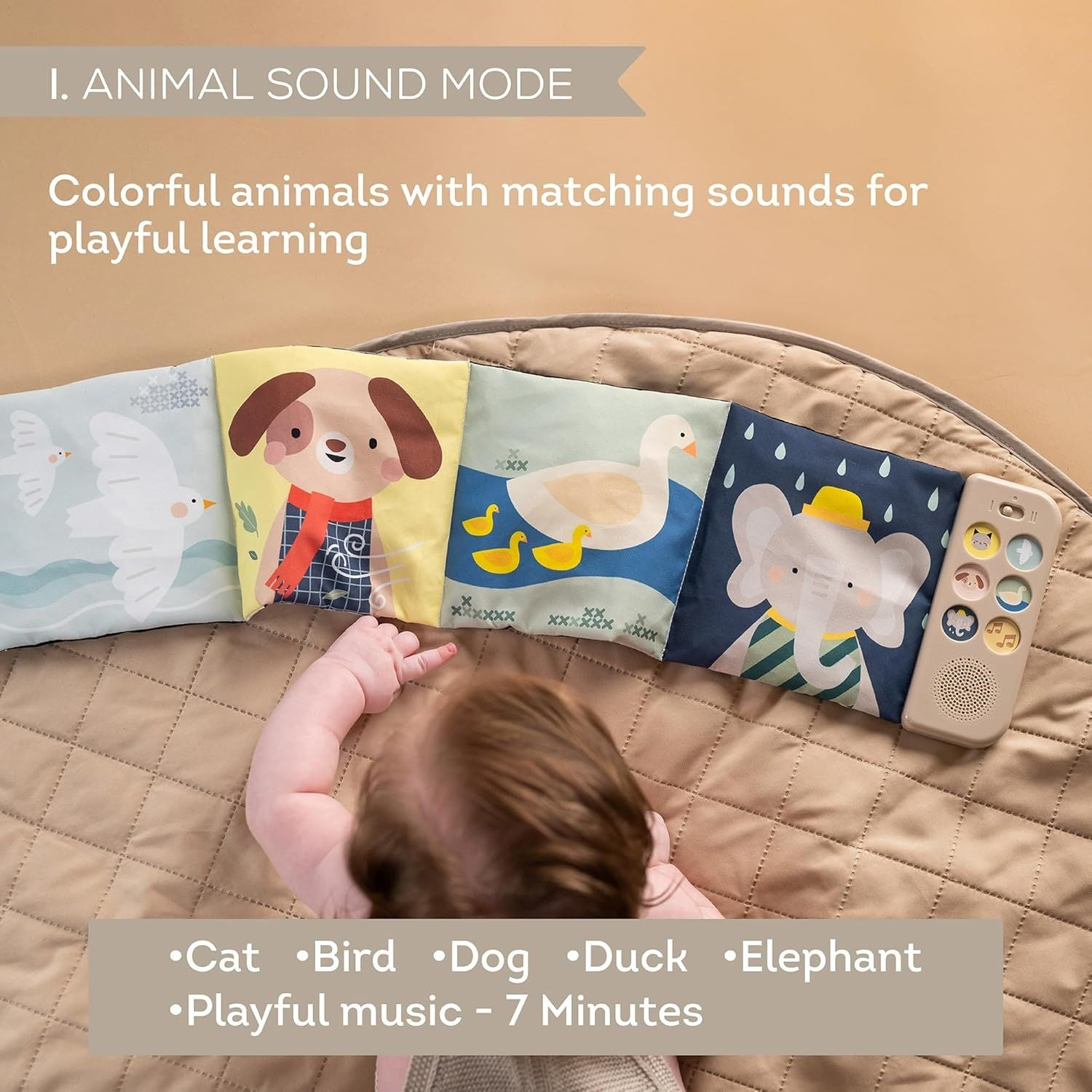TAF TOYS Musical Fabric Book for Newborns – Sensory Stimulation & Gentle Lullabies