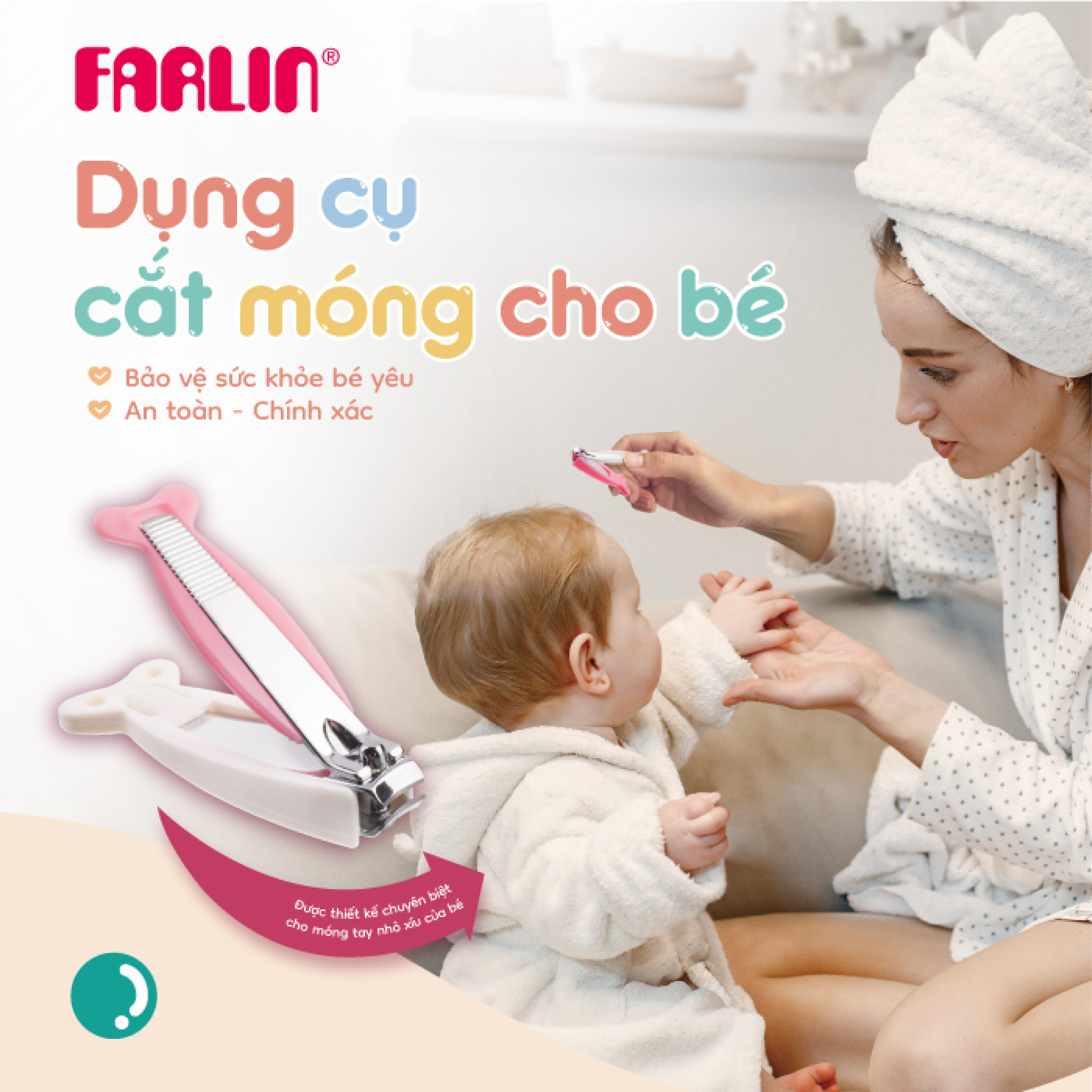 Dụng Cụ Cắt Móng FARLIN Chất Liệu Thép Không Gỉ, An Toàn Cho Bé Từ Sơ Sinh