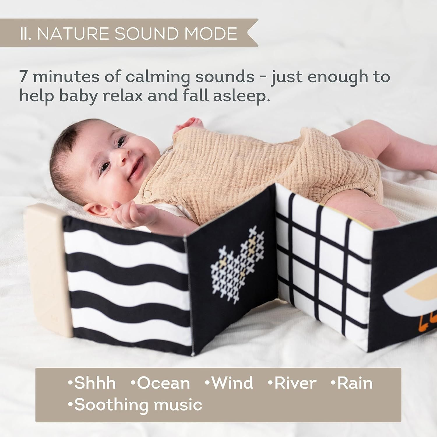 TAF TOYS Musical Fabric Book for Newborns – Sensory Stimulation & Gentle Lullabies