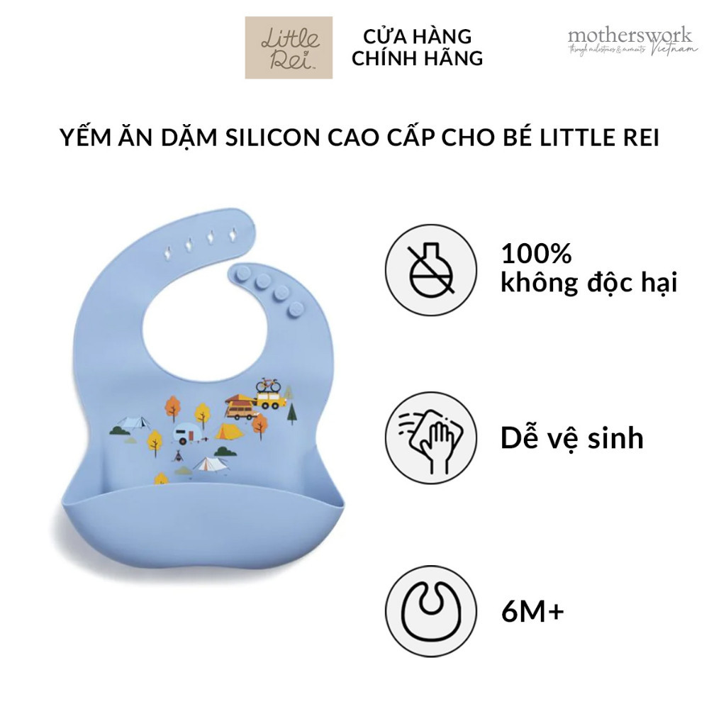 Yếm ăn dặm Silicon Little Rei Rustic