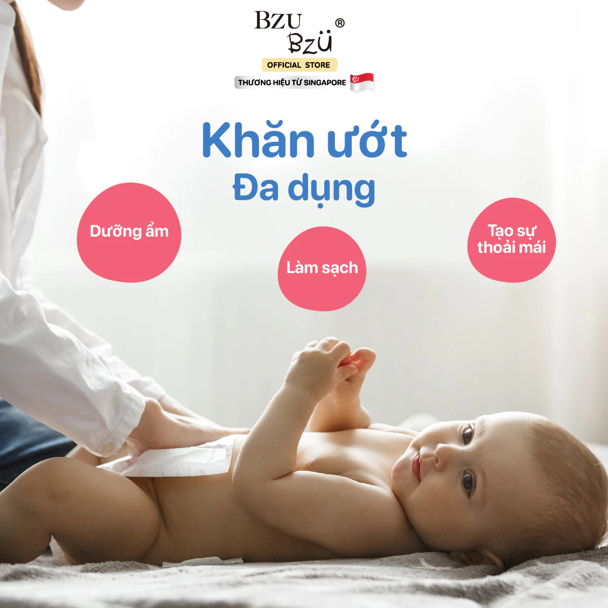 BZU BZU Anti-Bacterial Wipes for Babies (30 wipes) - Gentle & Safe Care