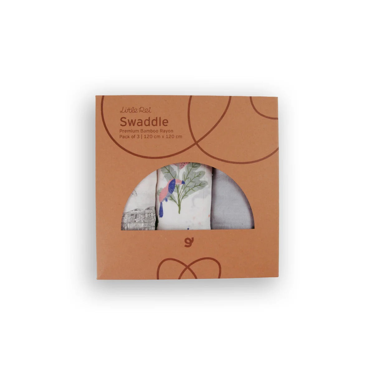 Bộ 3 khăn quấn muslin sợi tre cho bé 120cm Little Rei