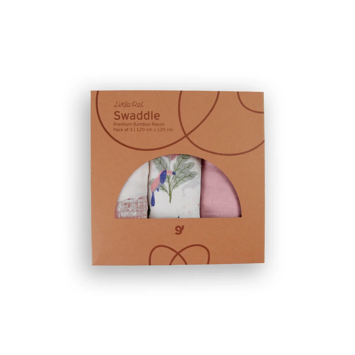 Bộ 3 khăn quấn muslin sợi tre cho bé 120cm Little Rei