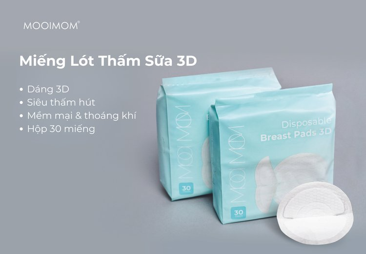 Miếng Lót Thấm Sữa Dùng Một Lần Mooimom 3D Siêu Mỏng (Hộp 30 Miếng)