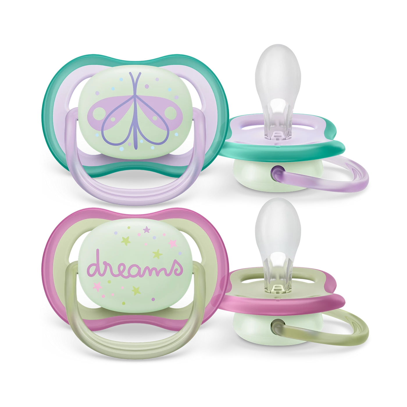 Ty ngậm thông khí dạ quang Philips Avent ultra air 0-6 tháng