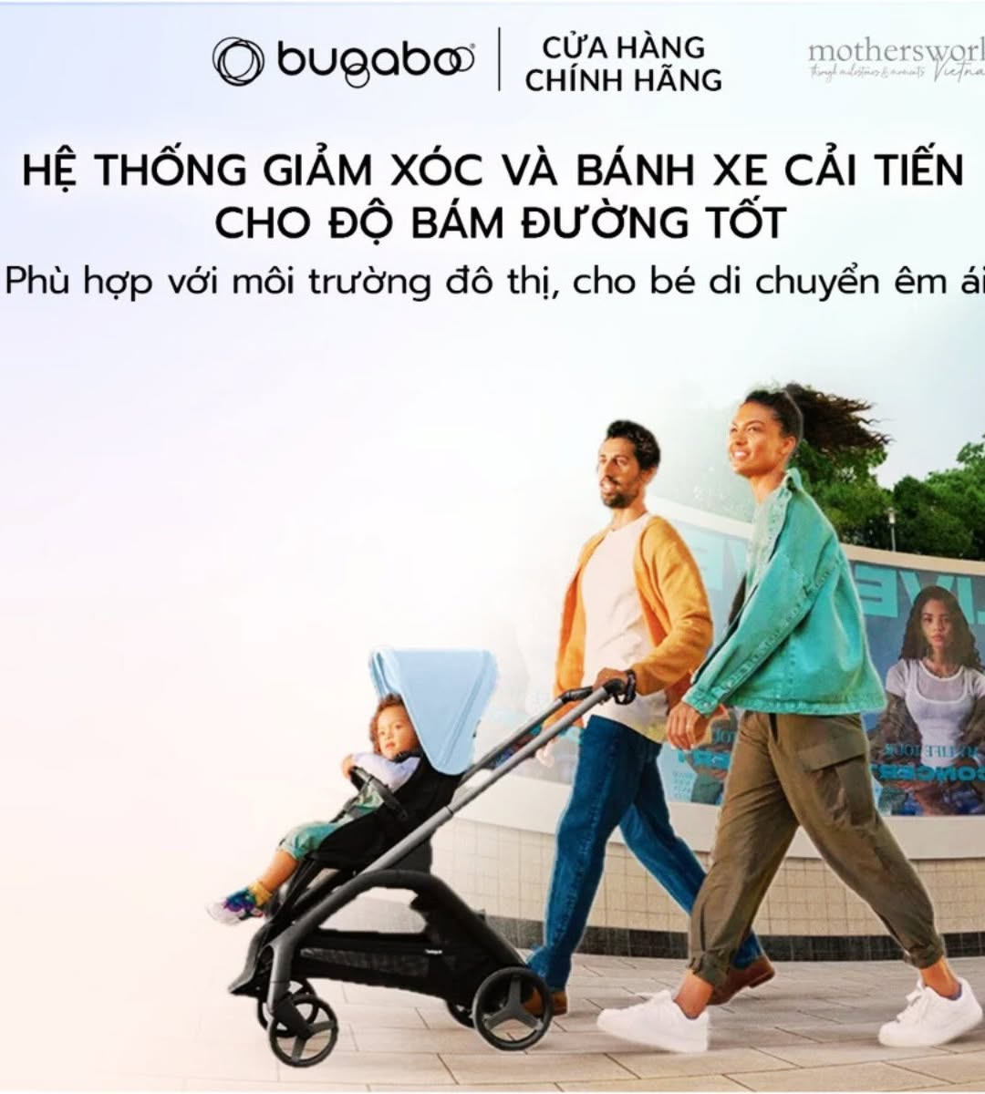Khung Xe đẩy Bugaboo Dragonfly 2 chiều gấp gọn 1 tay tặng mái che