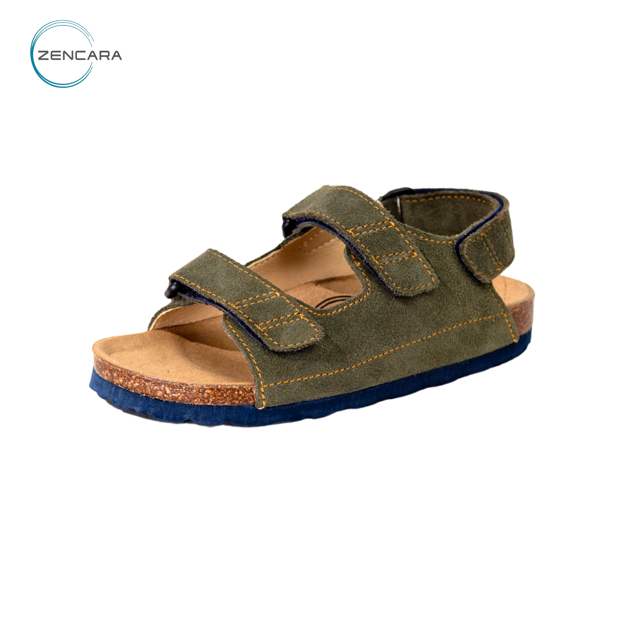Sandal Sức Khỏe Đế Cork Trẻ Em Màu Rêu Zencara