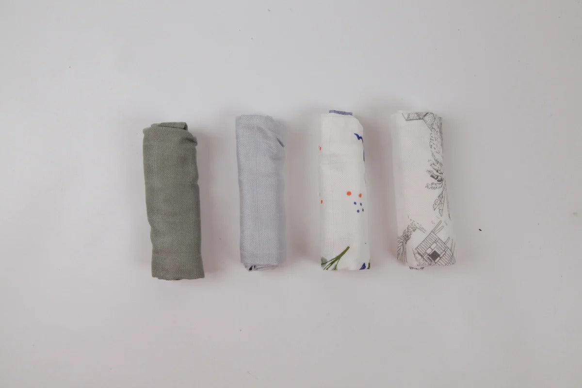 Bộ 4 chiếc Khăn tắm, khăn rửa mặt sợi tre Little Rei