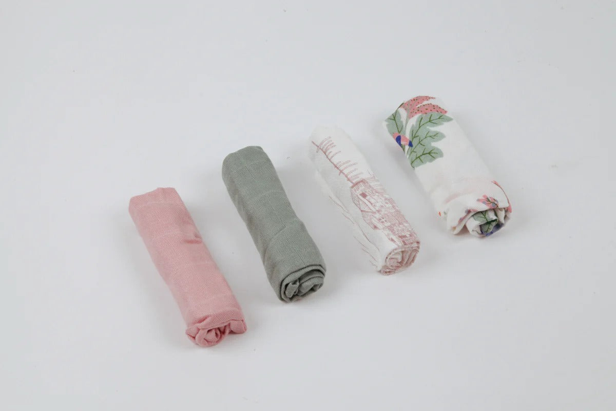 Bộ 4 chiếc Khăn tắm, khăn rửa mặt sợi tre Little Rei