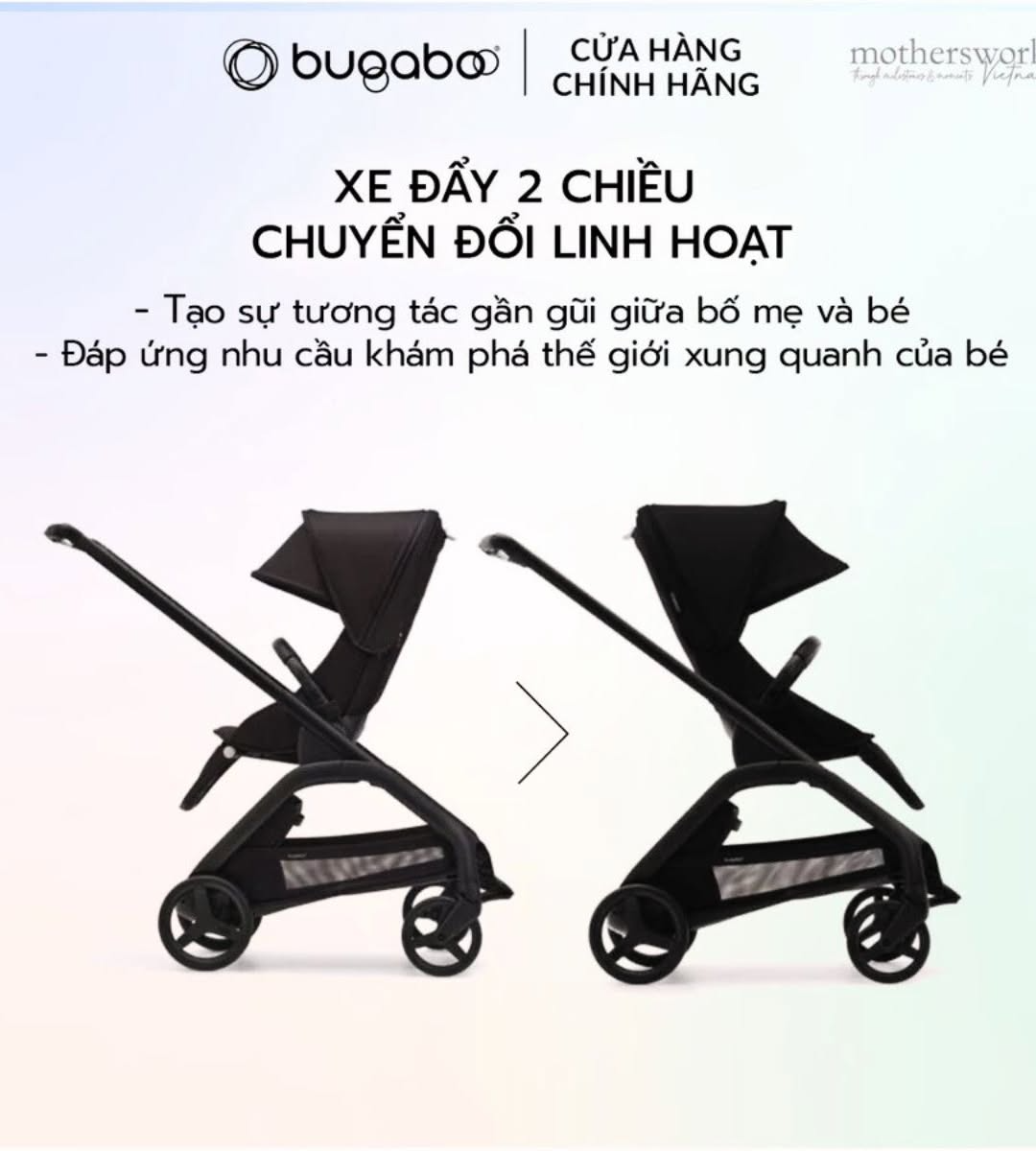 Khung Xe đẩy Bugaboo Dragonfly 2 chiều gấp gọn 1 tay tặng mái che