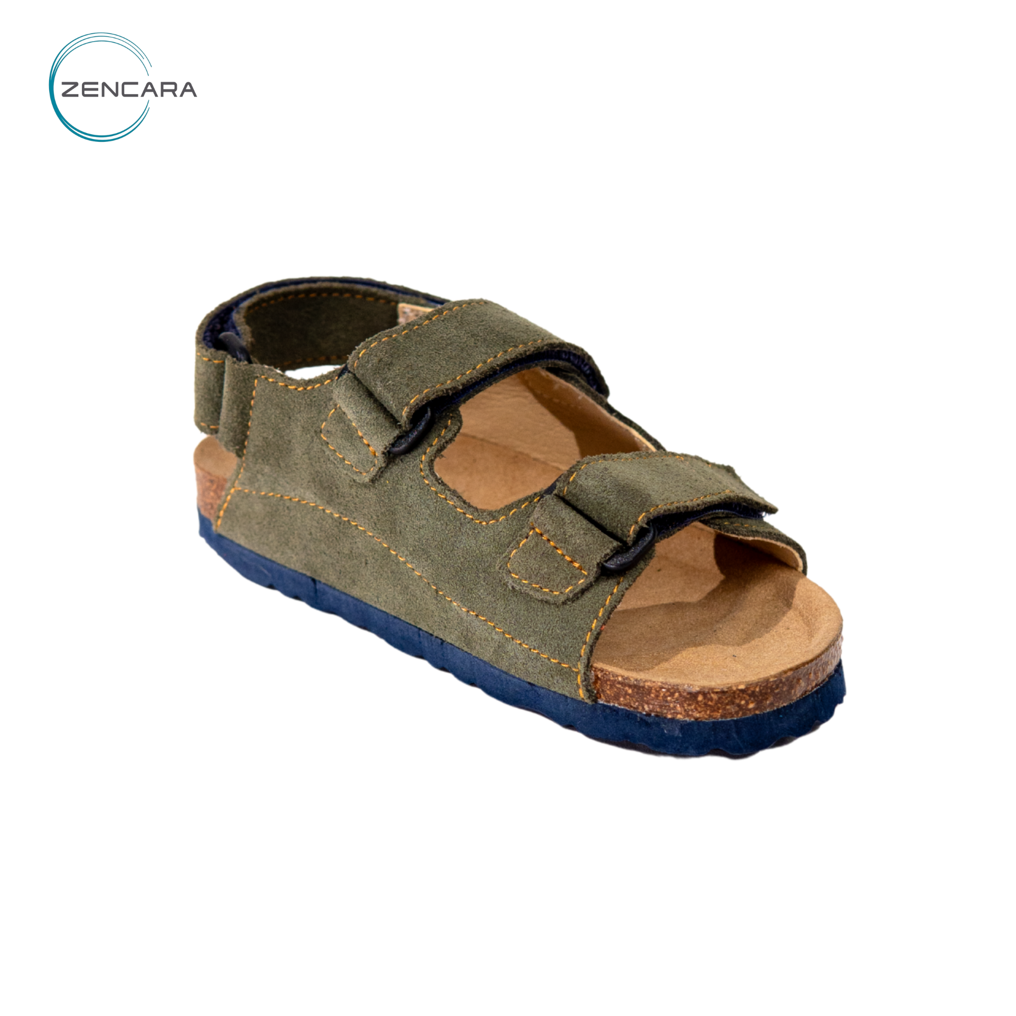 Sandal Sức Khỏe Đế Cork Trẻ Em Màu Rêu Zencara