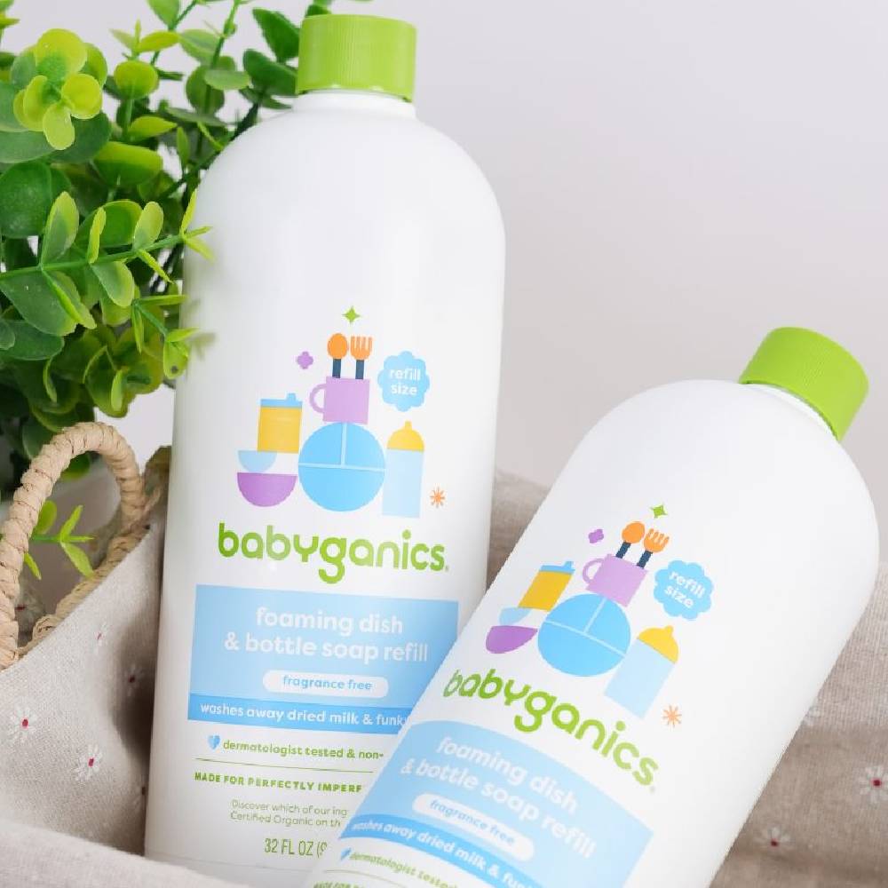 Nước Rửa Bình Sữa & Đồ Dùng Em Bé Babyganics Không Mùi Chai Refill 946ml