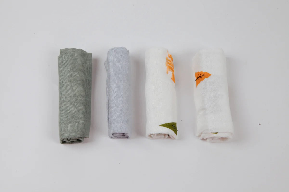 Bộ 4 chiếc Khăn tắm, khăn rửa mặt sợi tre Little Rei