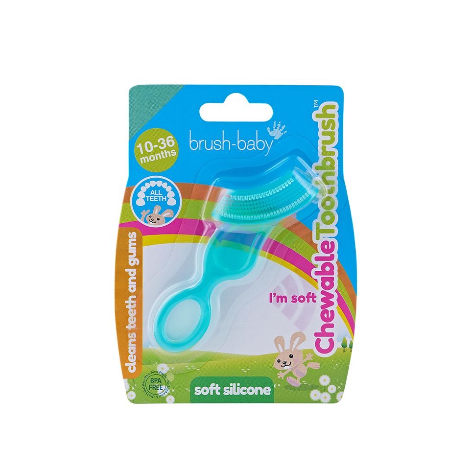 Brush-Baby Bàn Chải Tập Đánh Răng Và Mát Xa Nướu Silicone Mềm Mại Cho Bé (10–36 Tháng)