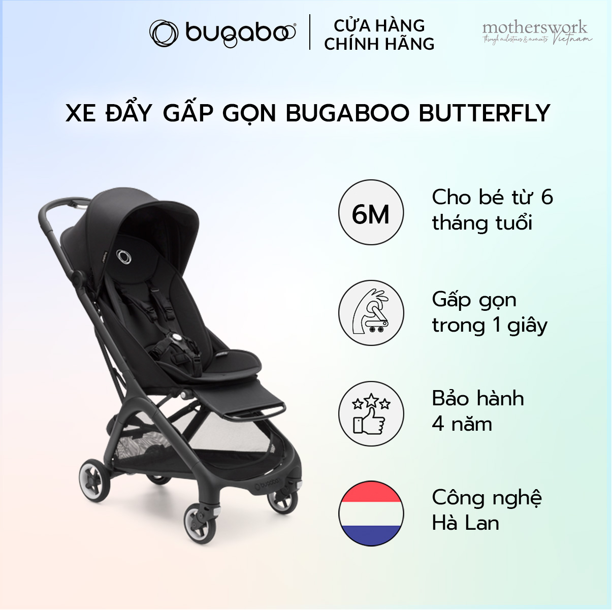 Xe đẩy gấp gọn cho bé Bugaboo Butterfly cho bé từ 6 tháng