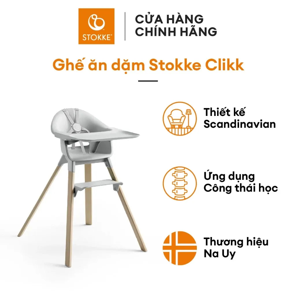 Stokke Clikk high chair is ergonomically designed, safe and high quality.