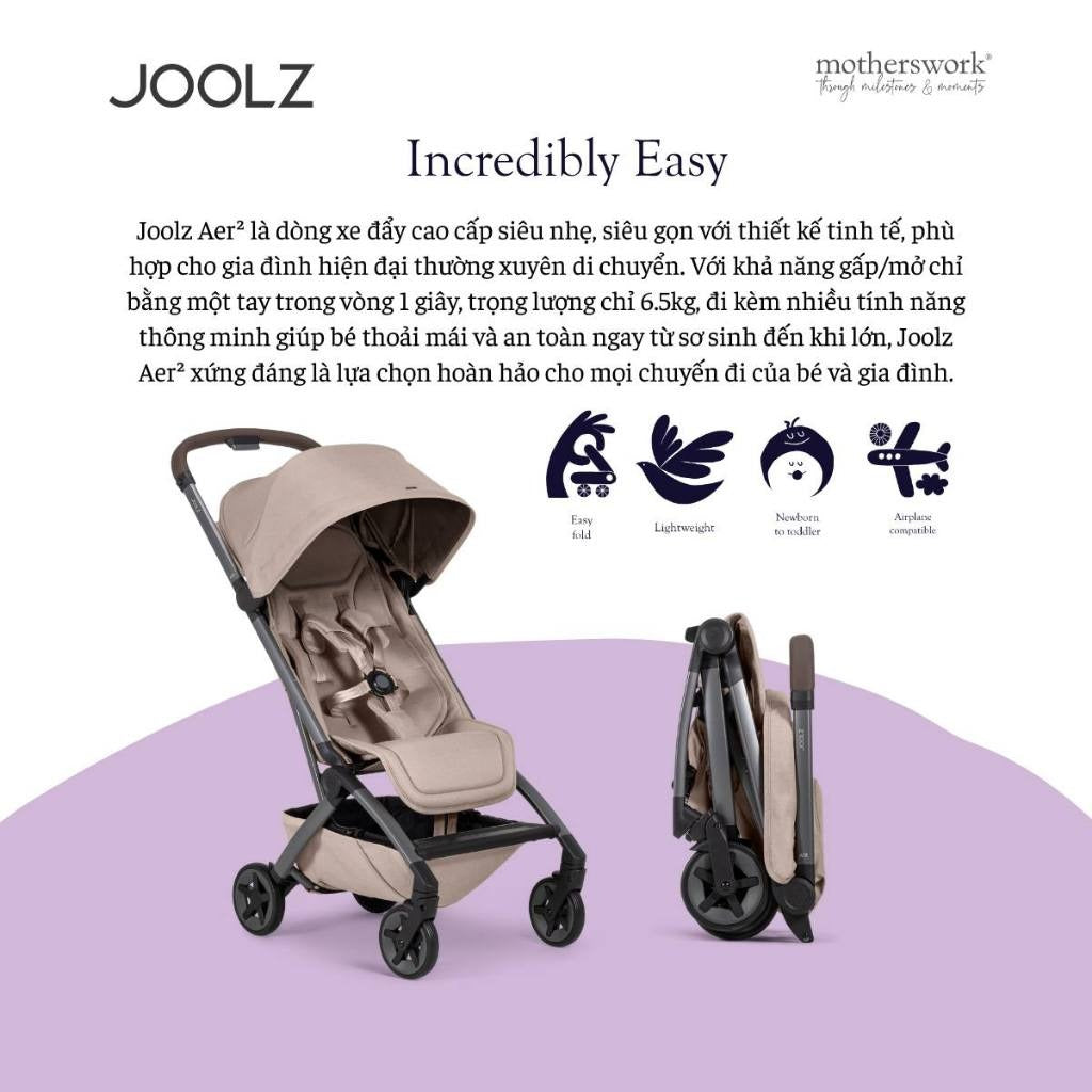 Joolz Aer2 high-end stroller for babies from birth to 4 years old - 1-hand folding