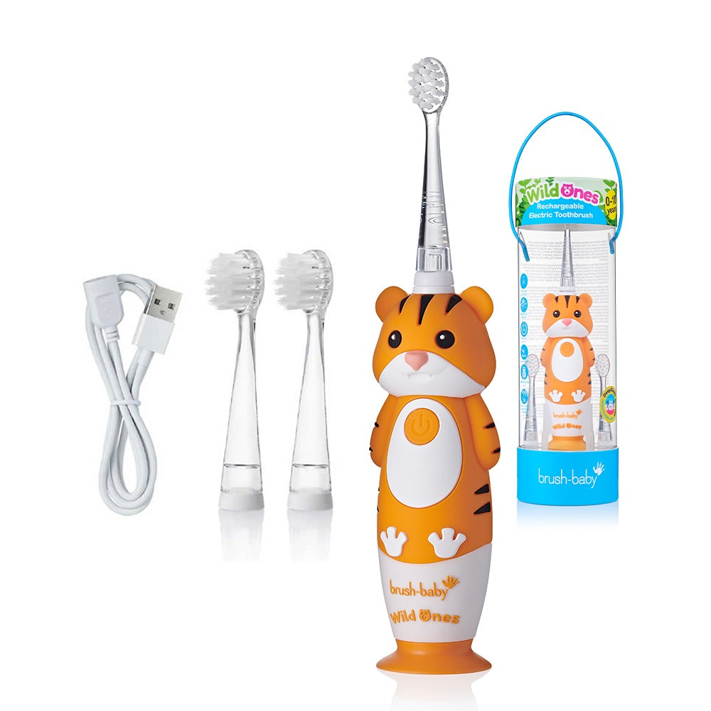 Brush-Baby Bàn Chải Điện Sóng Âm WildOnes Kèm Sạc 2 Chế Độ Làm Sạch Răng An Toàn Và Hiệu Quả Cho Bé (0–10 Tuổi)