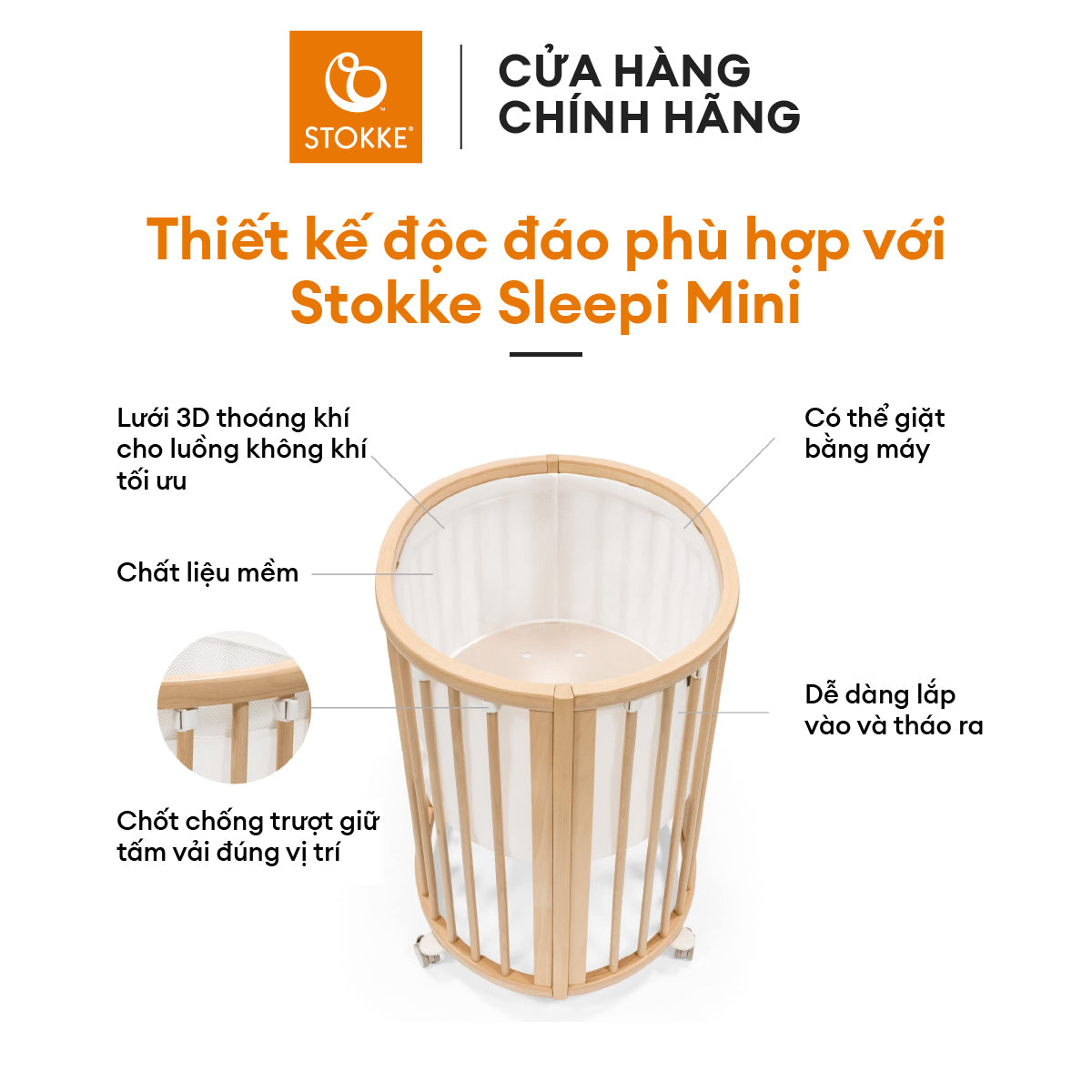 Tấm Quây Bọc Thành Giường Stokke Sleepi Mini Mesh Liner V3