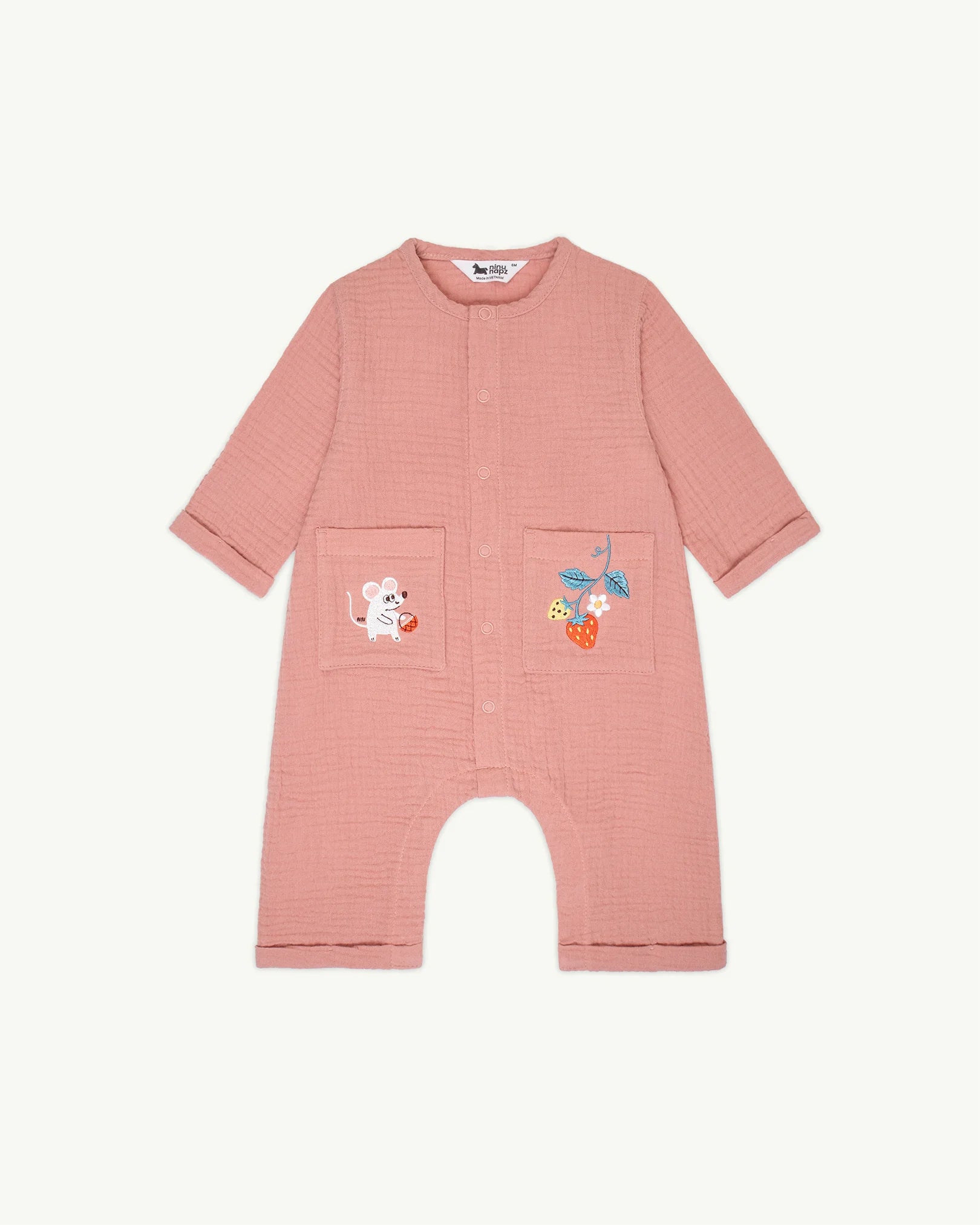 Quần Áo Cho Bé Berry Mouse Trip Long Romper (3M-24M) | NINUNAPZ