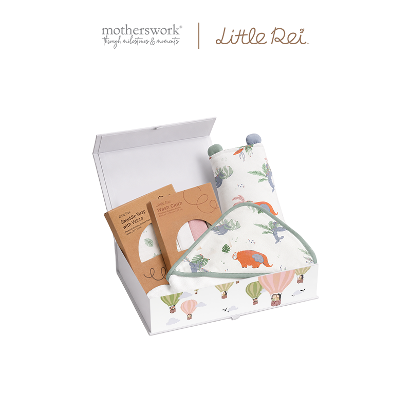 Little Rei Gift Box for Baby Including Bolster, Swaddle, and Blanket