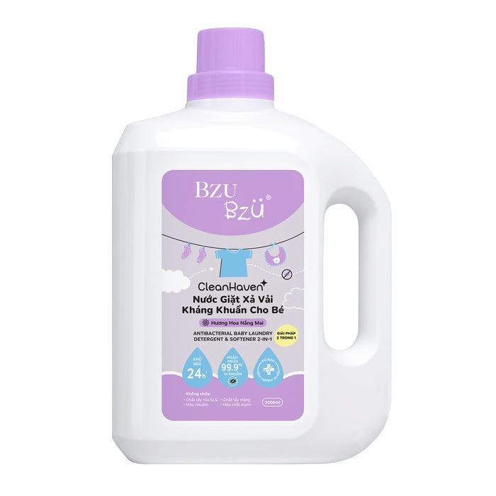 Nước Giặt Xả Vải Kháng Khuẩn 2 Trong 1 CleanHaven Antibacterial 3L | BZU BZU