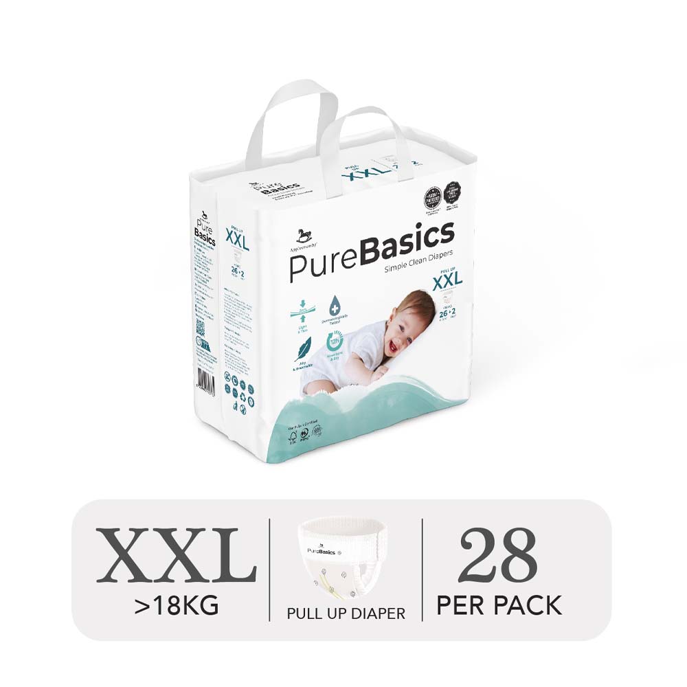Applecrumby Purebasics Pull Ups Size XXL Day & Night Diaper Pants - 28 Pieces