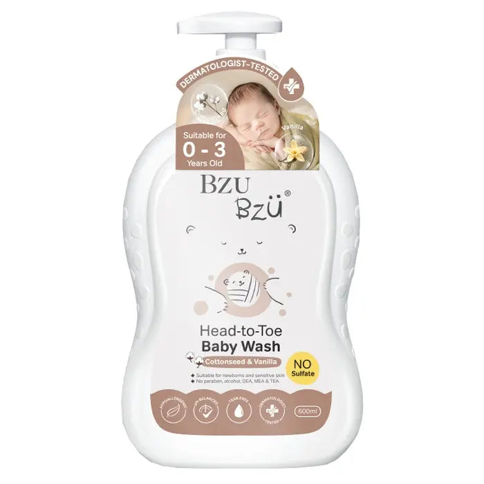 Sữa Tắm Gội Toàn Thân Em Bé Head-to-Toe Baby Wash Cottonseed & Vanilla | BZU BZU