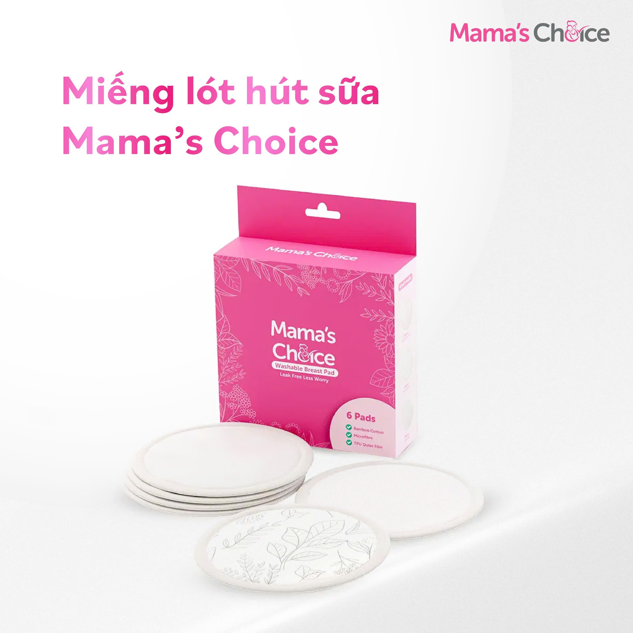 Mama's Choice Washable Nursing Pads Box of 6