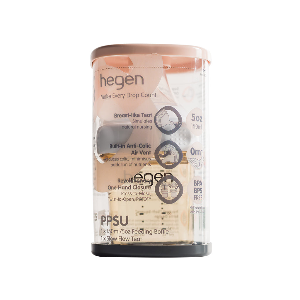 Hegen Ppsu Milk Bottle 150ml Nipple For Babies 1-3 Months Old, White