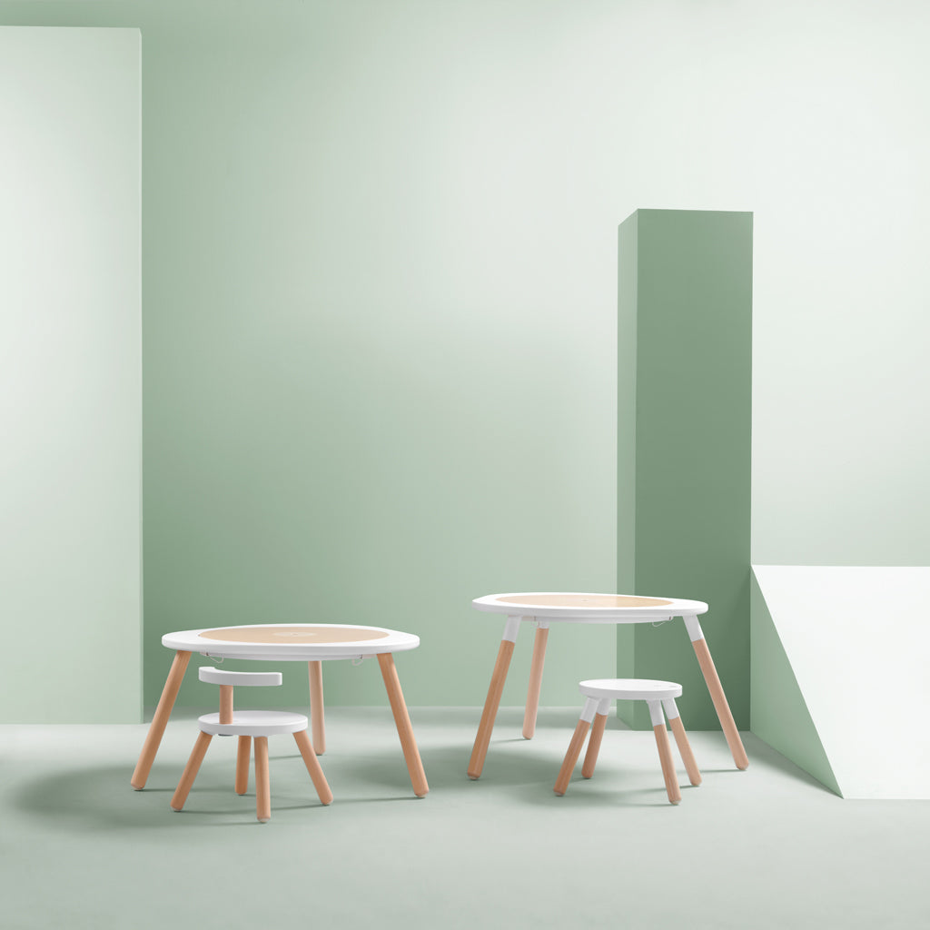 Stokke MuTable V2 study and play table, made from natural wood, with safe anti-slip base