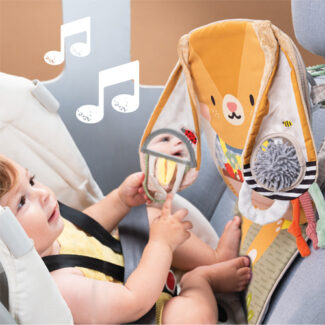 Thỏ Đồ Chơi Treo Ghế Xe Hơi Có Đèn Và Nhạc TAF TOYS Giải Trí Và Phát Triển Giác Quan Cho Bé