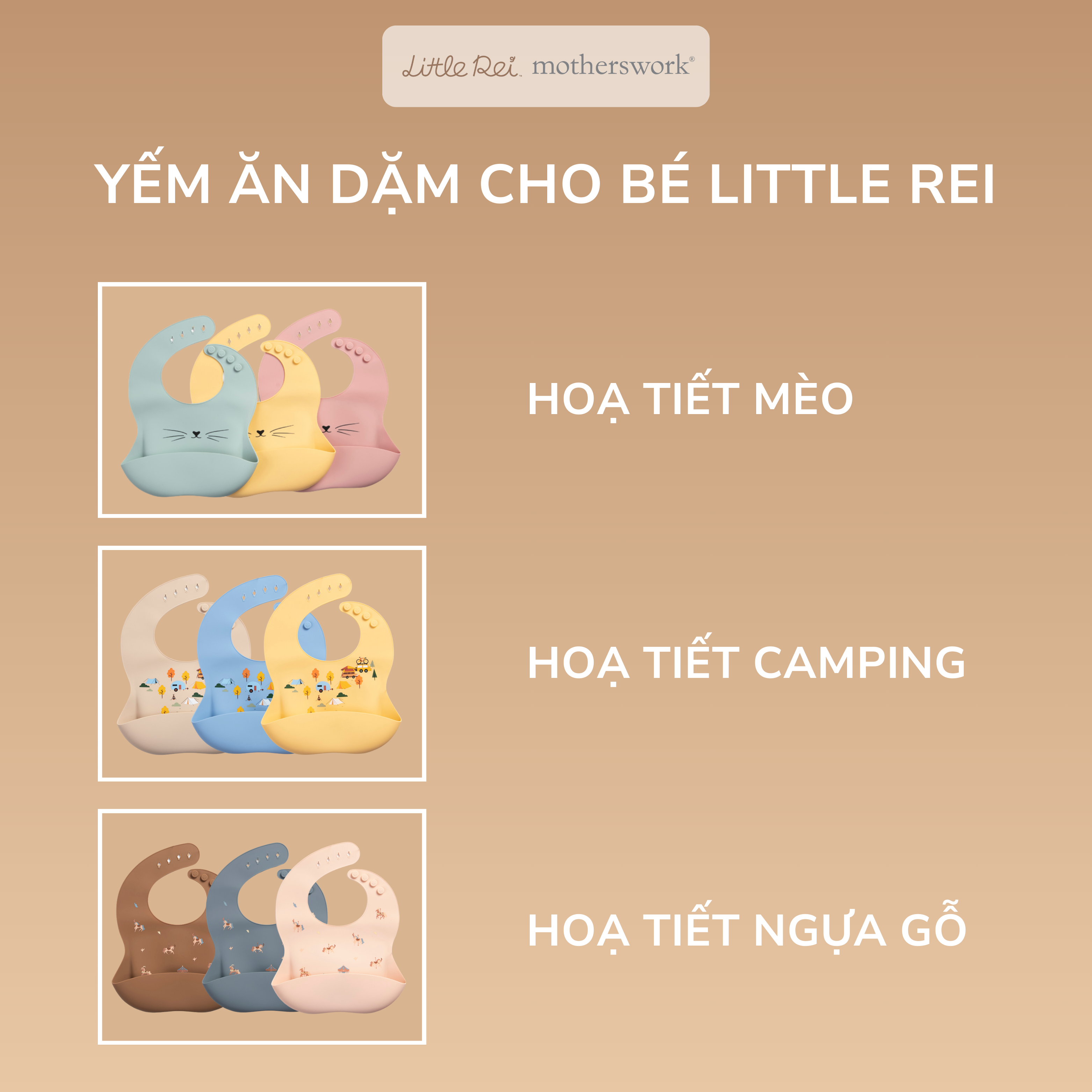 Yếm ăn dặm Silicon Little Rei Rustic