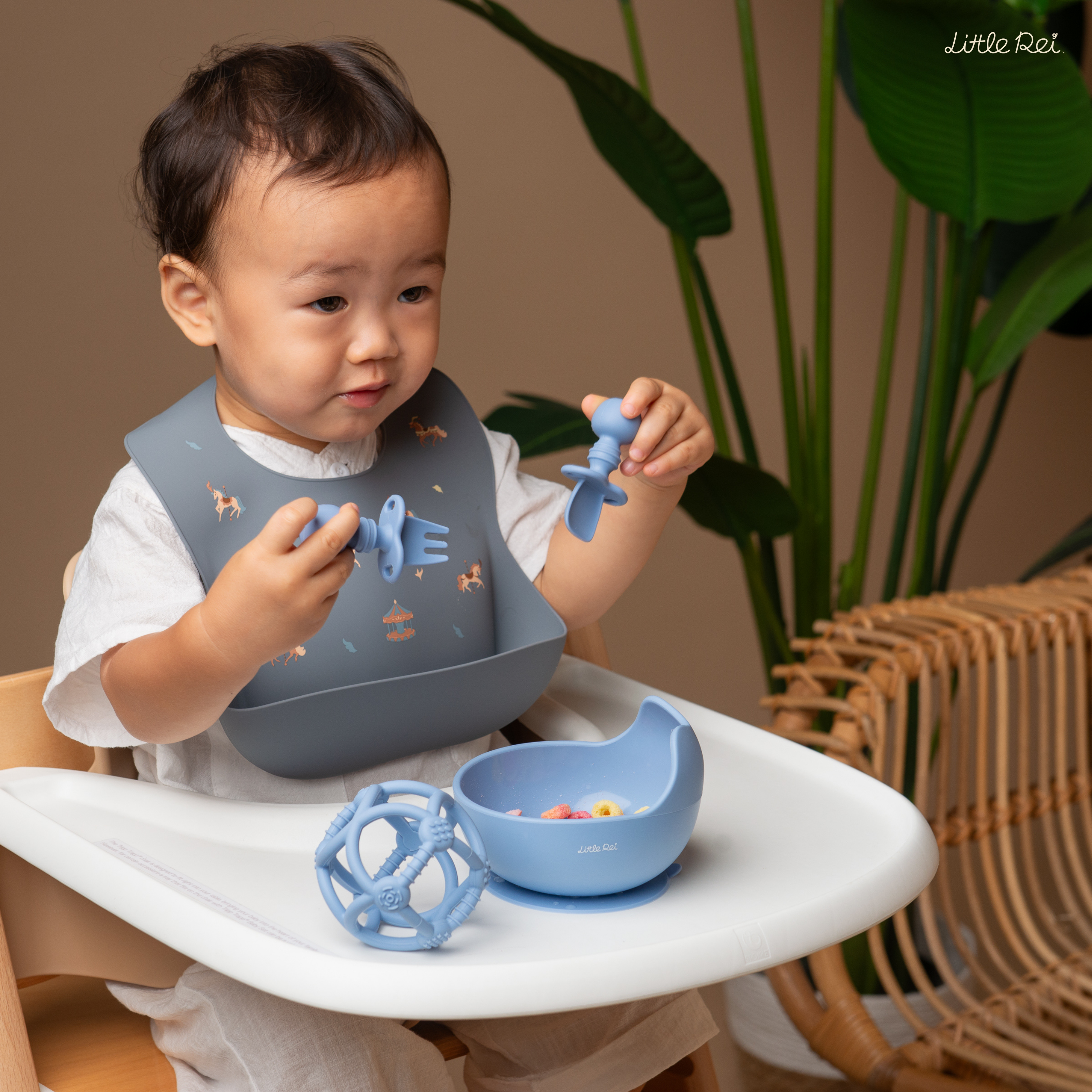 Bộ Muỗng Nĩa Cho Bé Tập Ăn Little Rei, Chất Liệu Silicone An Toàn, Dùng Cho Bé Từ 6 Tháng