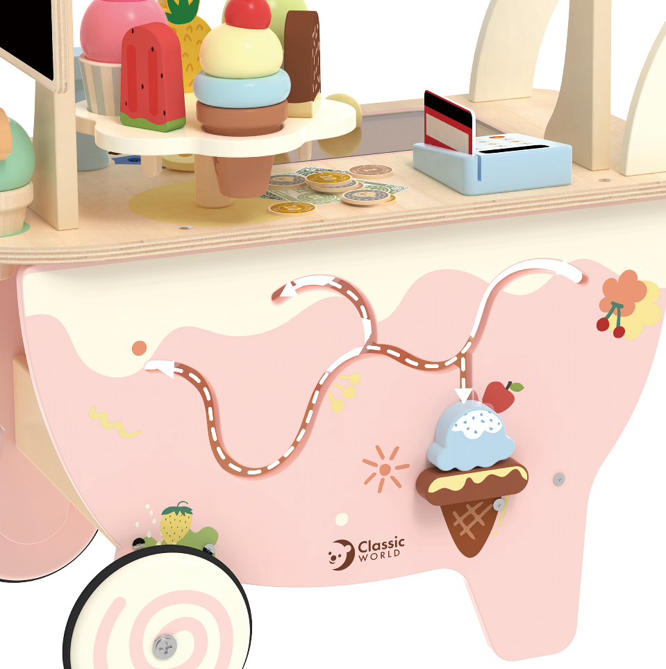Classic World 3-in-1 Multifunctional Ice Cream Cart CWO - Walker, Sales & Skill Development Toy