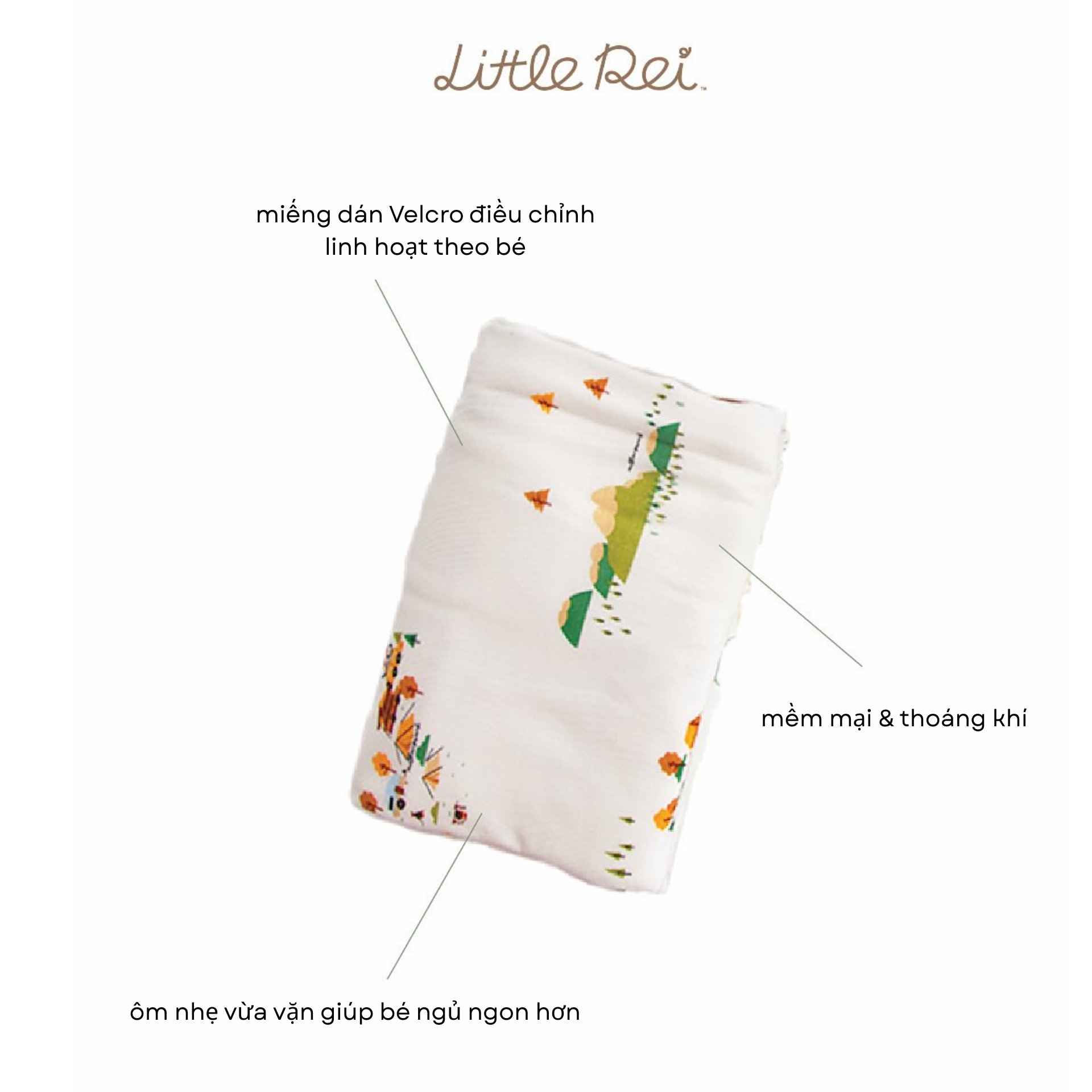 Bộ gift set chũn, quần áo liền thân và nón cho bé sơ sinh Little Rei, chất liệu vải sợi tre cao cấp