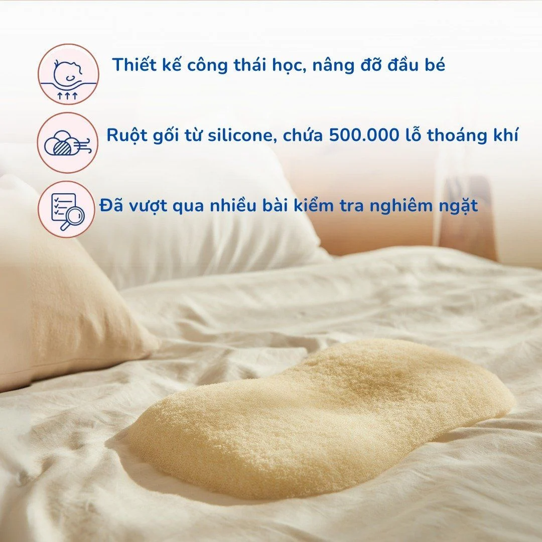 Gối Ngủ Elava Thoáng Khí Mềm Mại, Đàn Hồi, Nâng Đỡ Đầu Cho Bé Từ 0-12 Tháng