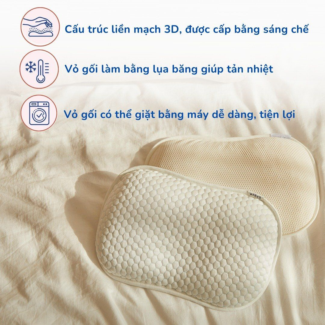 Gối Ngủ Elava Thoáng Khí Mềm Mại, Đàn Hồi, Nâng Đỡ Đầu Cho Bé Từ 0-12 Tháng