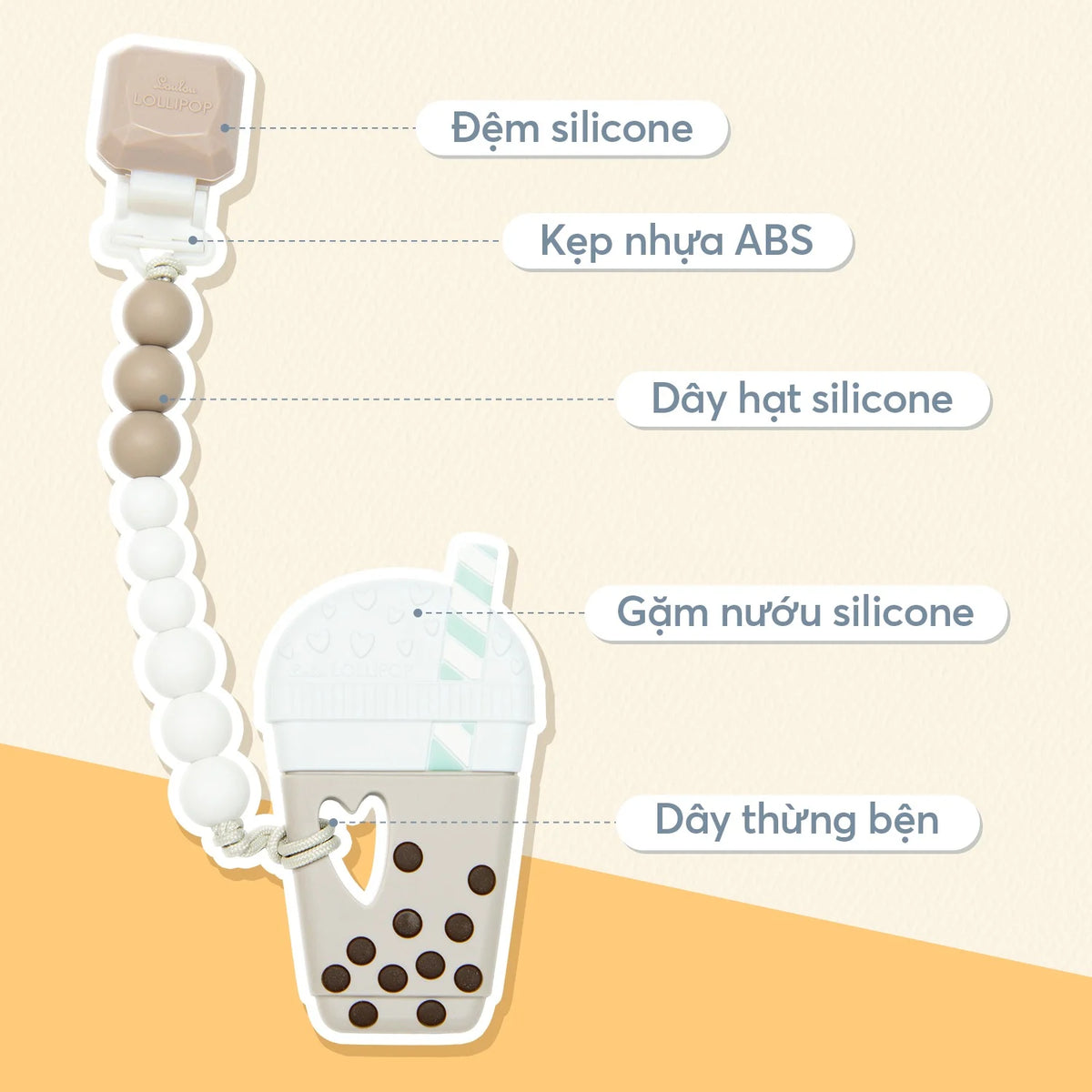 Dây Đeo Ngậm Nướu Silicone Cho Bé Từ 4 Tháng Tuổi | Loulou Lollipop