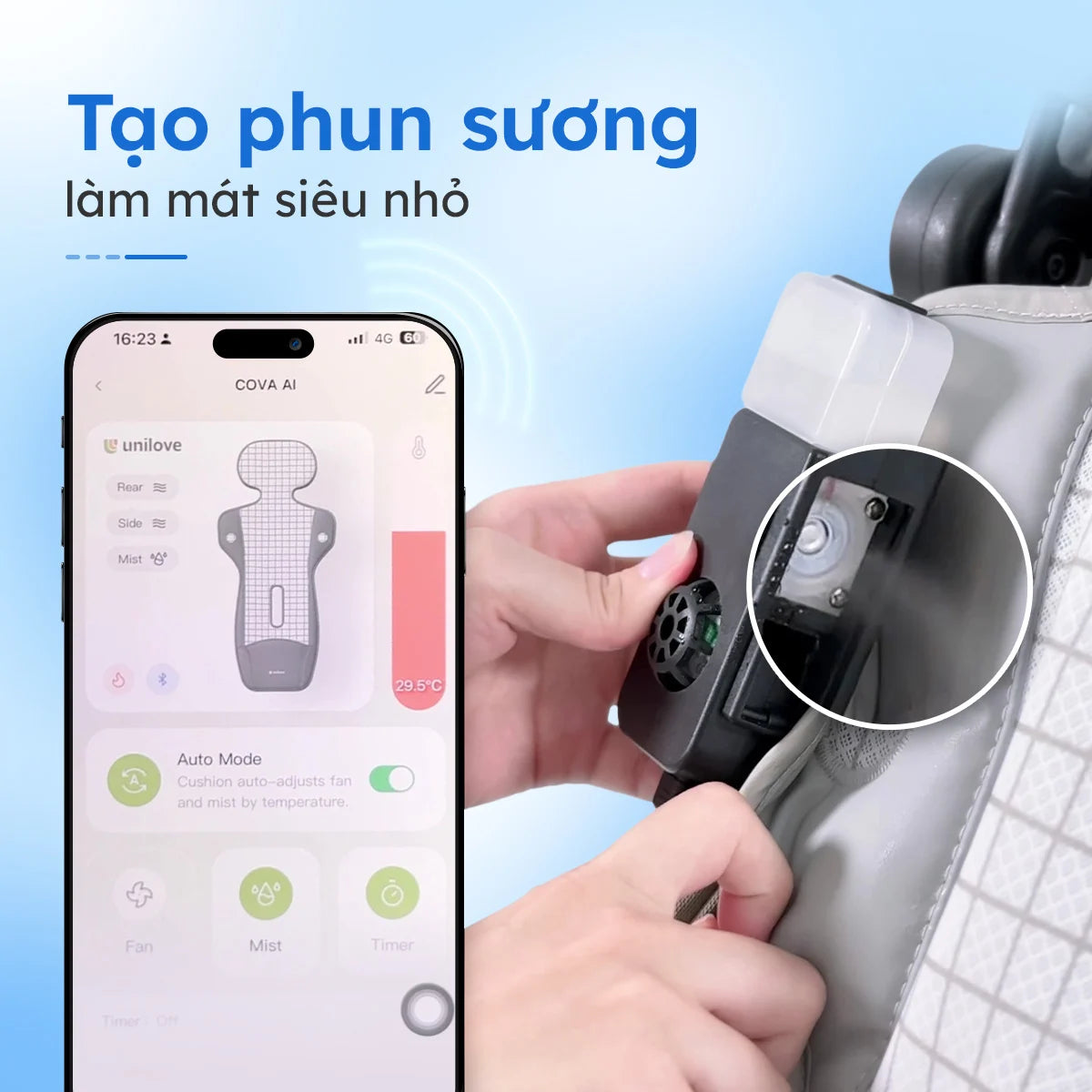[Liên Hệ Đặt Hàng] Unilove COVA AI Đệm Lót Làm Mát Tích Hợp Quạt Cho Bé - Chỉnh Nhiệt Độ Tự Động | Unilove