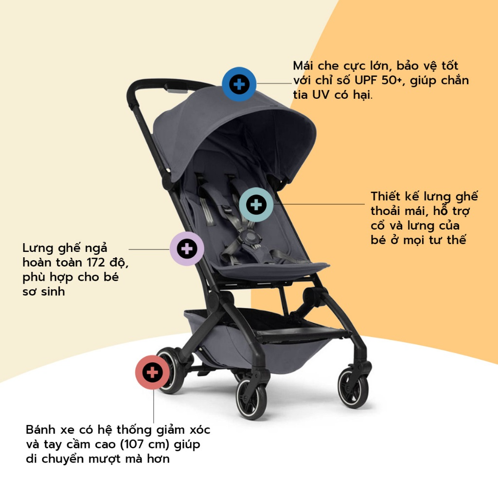 [Đặt hàng trước] Xe đẩy gấp gọn Joolz Aer+ cao cấp cho bé từ sơ sinh đến 22kg, bảo hành 10 năm