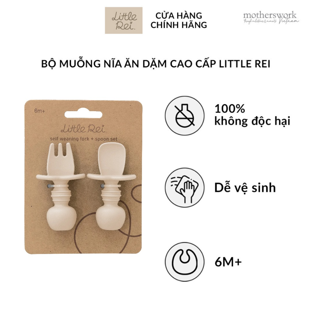 Bộ Muỗng Nĩa Cho Bé Tập Ăn Little Rei, Chất Liệu Silicone An Toàn, Dùng Cho Bé Từ 6 Tháng
