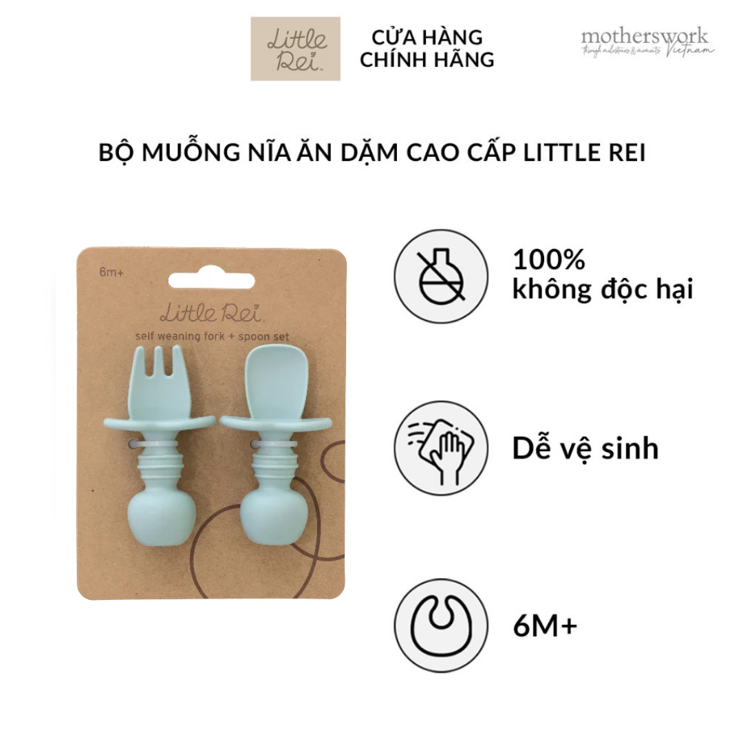 Bộ Muỗng Nĩa Cho Bé Tập Ăn Little Rei, Chất Liệu Silicone An Toàn, Dùng Cho Bé Từ 6 Tháng