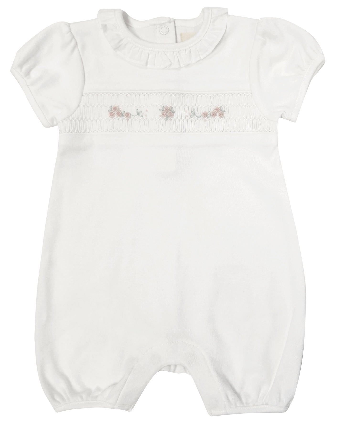 Bodysuit thêu tay cao cấp Albetta Embroidered Hand Smocked White Babyvest 0-12 tháng