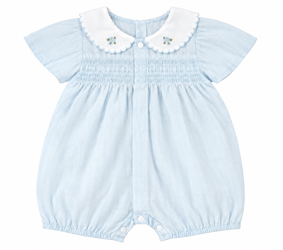 Bộ Bodysuit Sơ Sinh Thêu Tay Amour Blue Jersey Màu Xanh Nhạt (0-12M) | Albetta