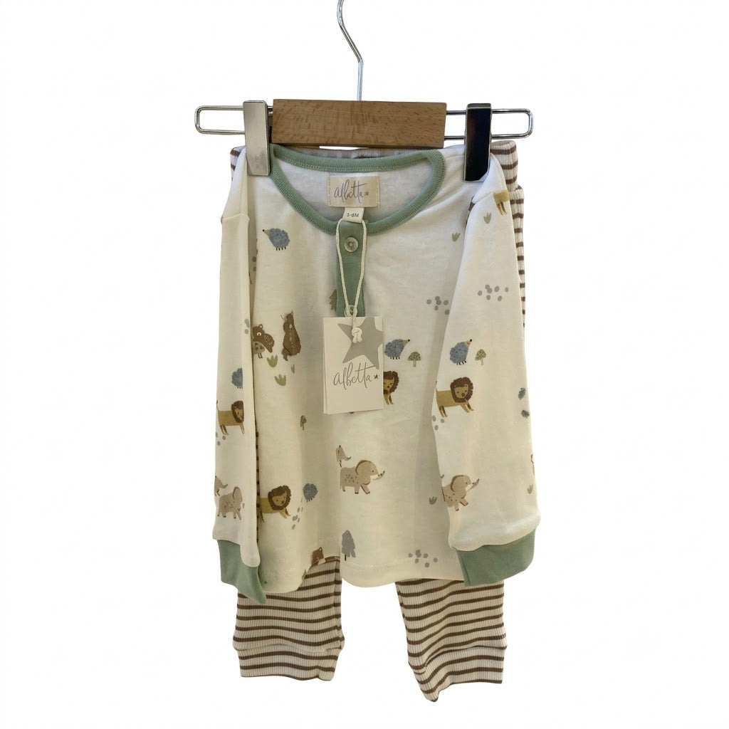 Bộ Đồ Pijama Trẻ Em Albetta Họa Tiết Rừng Xanh Patchwork (6M-3Y) | Albetta