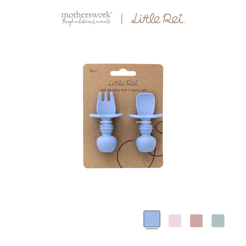 Little Rei Baby Spoon and Fork Set, Safe Silicone Material, For Babies 6 Months and Up