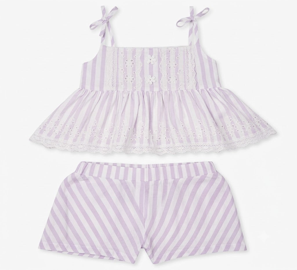 Bộ Quần Áo Bé Gái Họa Tiết Hoa Dại Wildflower Shirred Set (5-10Y) | Albetta