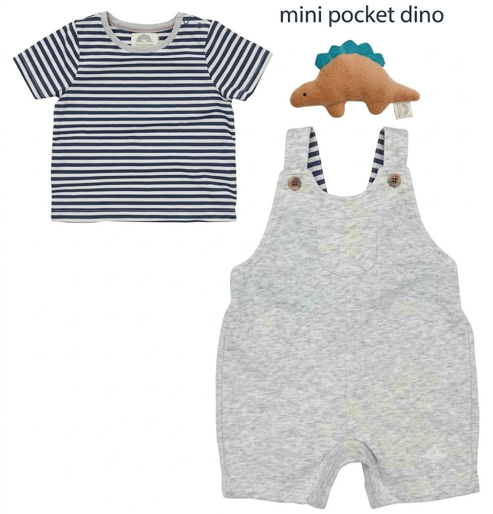 Bộ Yếm Cao Cấp Kèm Đồ Chơi Grey Marl Stripe (3-24M) | Albetta